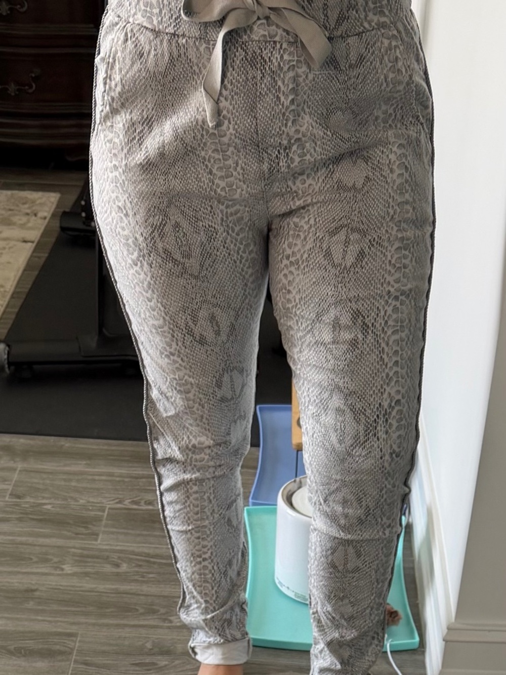 Brand Bazar Grey/Gray Snakeskin Pattern Pants One Size (S/M) in Great Condition!